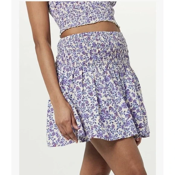 The Drop Purple Paisley Rosalia Smocked Waist Mini Skirt Size XXL NWT - Picture 10 of 14